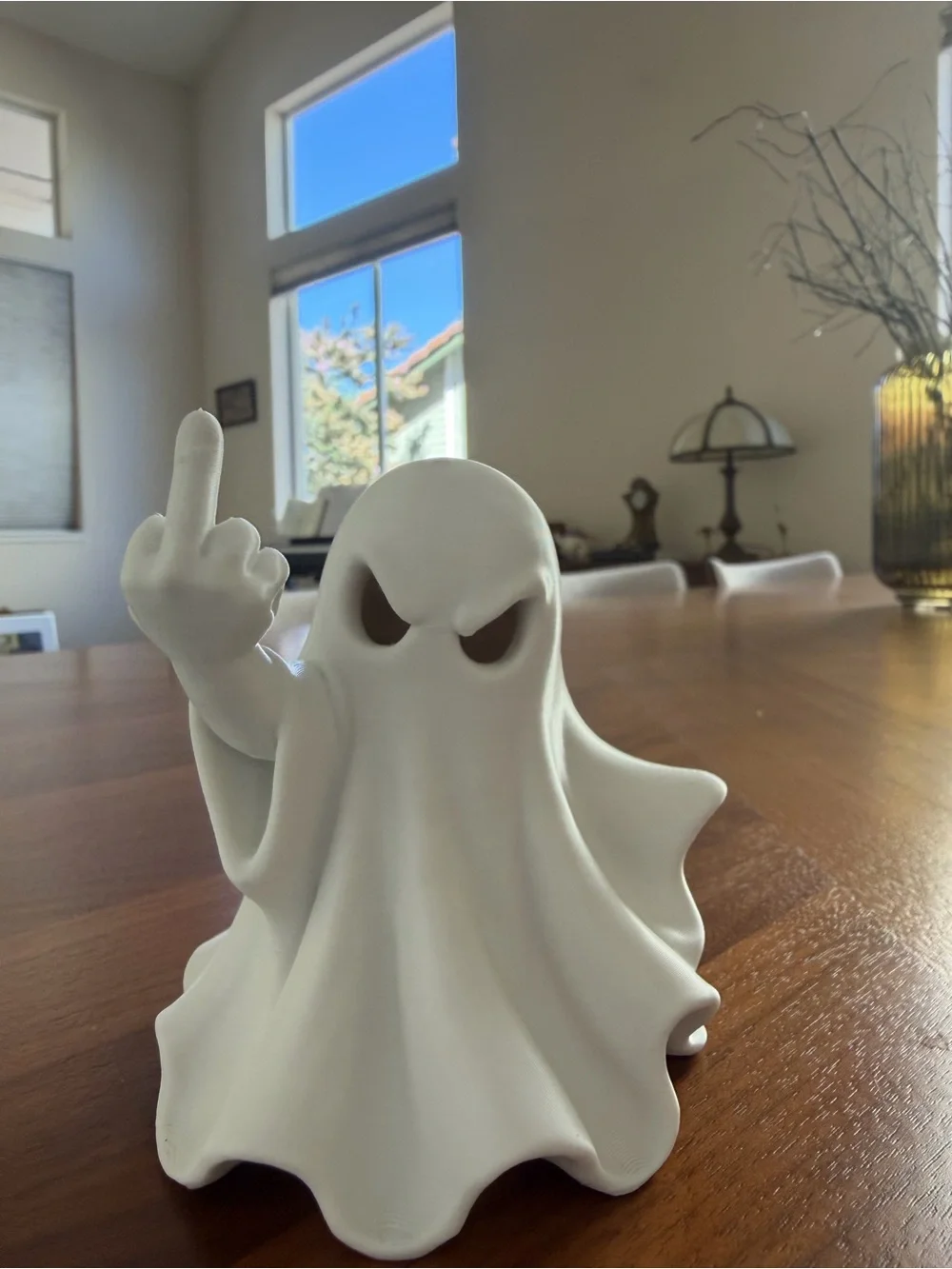 Sassy Middle Finger Ghost Figurine – Funny Halloween Decor 3d print